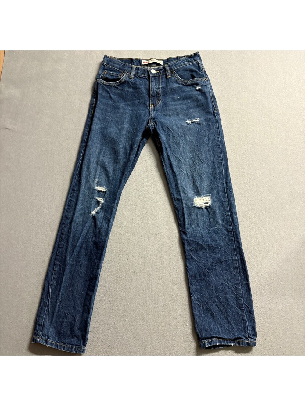 Levis 502 Regular Taper Jeans Womens 16Reg W28 L30 Distressed Blue Denim